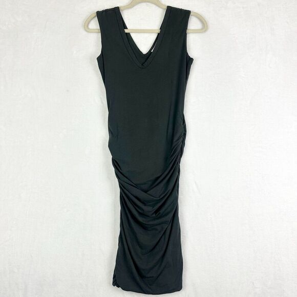James Perse Cotton Ruched Bodycon Tank Dress Size 1 Small V-Neck Gray - Picture 1 of 8